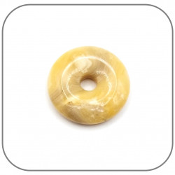 Pendentif Donut Agate Fou jaune beige Pierre naturelle - Modèle unique
