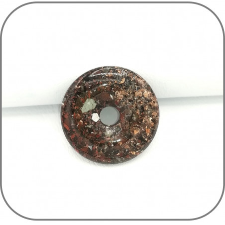 Pendentif Donut Jaspe orbiculaire Pierre naturelle d’ancrage et de construction, kaki gris tacheté rose