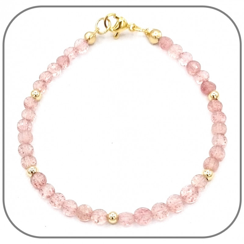 Bracelet Double cercle en Agate rouge naturelle, Quartz fraise, Quartz  rutilé pour femmes, perles en cristal, YBR217