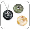 Pendentif Argent 925 Croix Celtique Donut Pierre naturelle 30mm