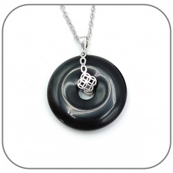 Pendentif Argent 925 Croix Celtique Donut Pierre naturelle 30mm