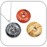 Pendentif Argent 925 Boucles entrelacées Donut Pierre naturelle 30mm