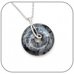 Pendentif Argent 925 Boucles entrelacées Donut Pierre naturelle 30mm