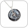 Pendentif Argent 925 Boucles entrelacées Donut Pierre naturelle 30mm