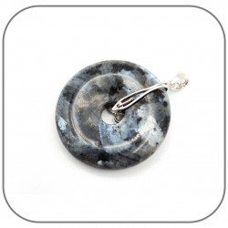 Pendentif Argent 925 Boucles entrelacées Donut Pierre naturelle 30mm
