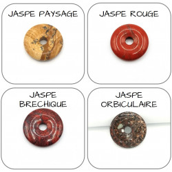 Pendentif Argent 925 Décor Zen Zircon Donut Pierre naturelle 30mm