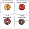 Pendentif Argent 925 Décor Zen Zircon Donut Pierre naturelle 3cm au choix