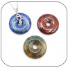 Pendentif Argent 925 Décor Zen Zircon Donut Pierre naturelle 30mm