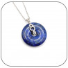 Pendentif Argent 925 Décor Zen Zircon Donut Pierre naturelle 30mm
