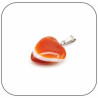 Pendentif Acier Cœur Agate Cornaline Orange Rouge 20mm