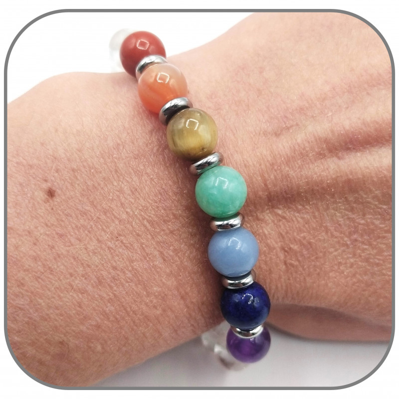 Bracelet 7 Chakras En Pierres Naturelles - Perles De 6 Mm, Cordon Réglable, Pour La Méditation Ou Le Style - 6
