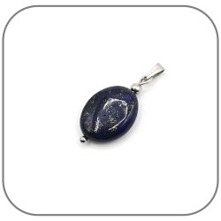 Pendentif Pierre naturelle Lapis Lazuli Ovale Acier au choix