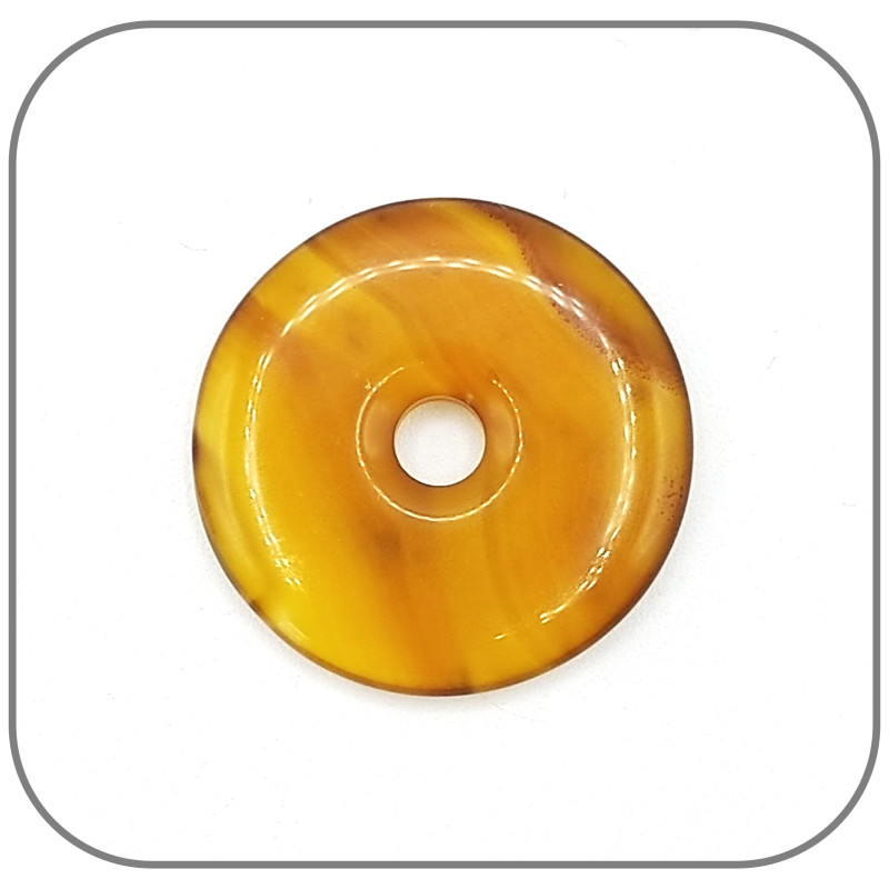 Donut Agate Ocre ambré Pierre naturelle de chance et de courage - Modèle unique