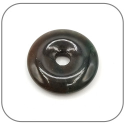 Pendentif Donut Agate vert foncé pourpre Pierre naturelle - Modèle unique