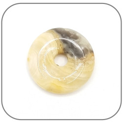 Pendentif Donut Agate Fou jaune gris Pierre naturelle - Modèle unique