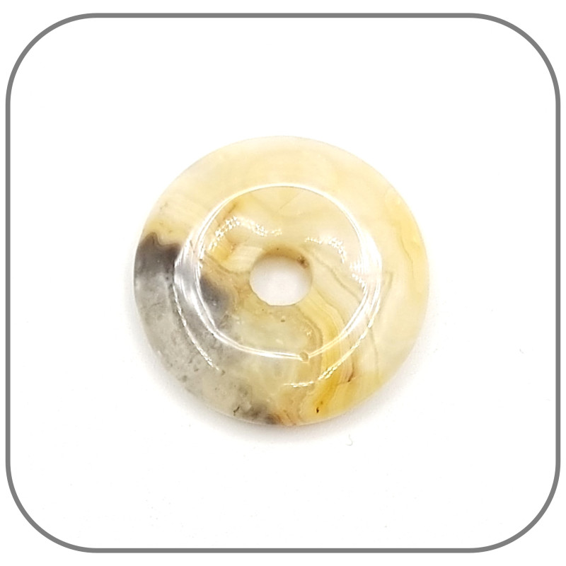 Pendentif Donut Agate Fou jaune gris Pierre naturelle - Modèle unique