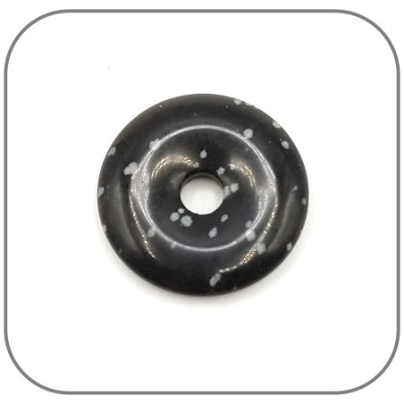 Pendentif Donut Obsidienne mouchetée noire Pierre naturelle d'équilibre Yin Yang