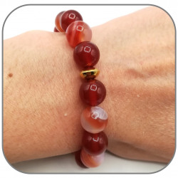 Bracelet Sardonyx et Agate rouge 8-10mm