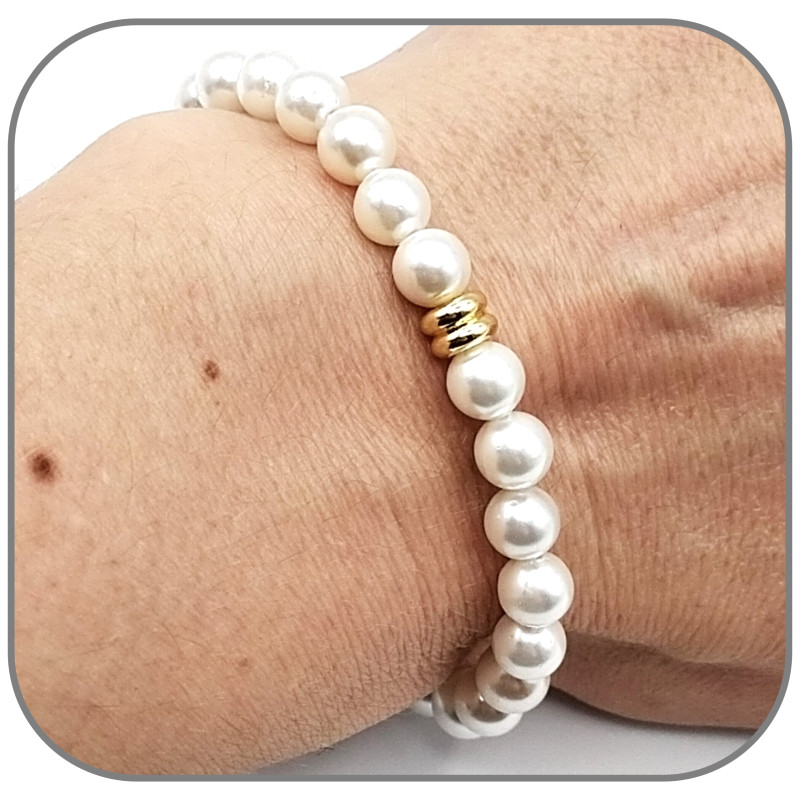 Bracelet Perle de Nacre blanche 6mm