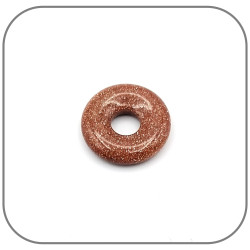 Pendentif Donut Goldstone Ocre rouge Pierre synthétique - Modèle unique