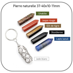 Porte clés Lapis lazuli Jade blanc Jaspe rouge Pierre naturelle pointe interchangeable