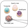 Collier Pierre interchangeable Quartz rose, Améthyste, Turquoise, Pierre de lave Option Huile essentielle