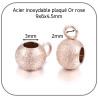 Perle suspension Breloque Acier Or rose "effet strass" Lot x3