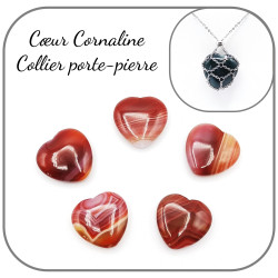 Cœur Cornaline rouge Pierre naturelle 3cm pour Collier Porte-Pierre