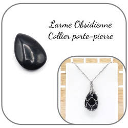 Obsidienne Goutte Pierre naturelle 3-3.5cm pour Collier Porte-Pierre