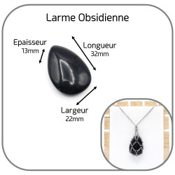 Obsidienne Goutte Pierre naturelle 3cm pour Collier Porte-Pierre