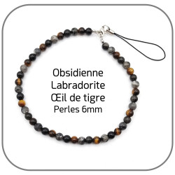Chaîne Bracelet de Portable Pierre naturelle Labradorite Obsidienne Oeil de tigre
