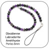 Chaîne Bracelet de Portable Pierre naturelle Améthyste Labradorite Obsidienne