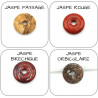 Pendentif Argent 925 Trèfle Zircons Donut Pierre naturelle 3cm au choix