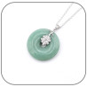 Pendentif Donut pierre naturelle 30mm Trèfle Argent 925 & Zircons