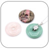 Pendentif Donut pierre naturelle 30mm Trèfle Argent 925 & Zircons