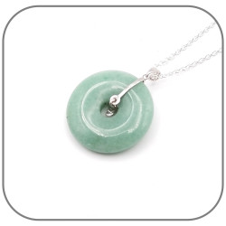Pendentif Donut pierre naturelle 30mm Trèfle Argent 925 & Zircons