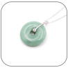 Pendentif Donut pierre naturelle 30mm Trèfle Argent 925 & Zircons