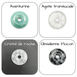 Pendentif Argent 925 Décor Zen Zircon Donut Pierre naturelle 30mm