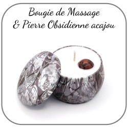 Bougie de Massage Obsidienne Acajou Pierre naturelle Option Collier Porte Pierre