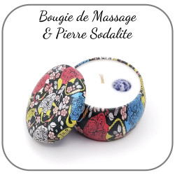 Bougie de Massage Sodalite Pierre naturelle Option Collier Porte Pierre