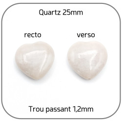 Cœur Quartz Beige Parme Pierre naturelle 25mm x1 Perle