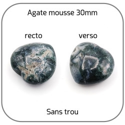 Cœur Agate Mousse Pierre naturelle 30mm SANS TROU n°2