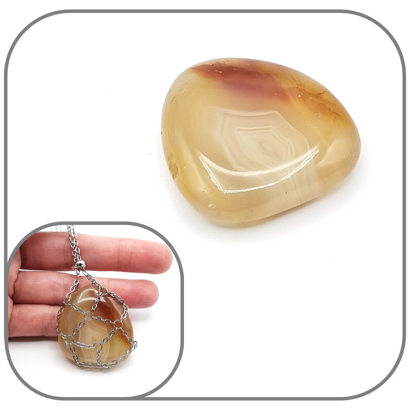 Agate ambrée Triangle Pierre naturelle 3.5cm pour Collier Porte-Pierre