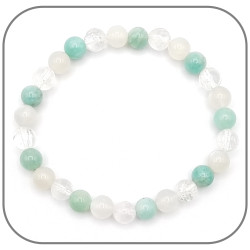 Bracelet Amazonite Pierre de Lune Cristal de roche Pierre du signe de la Vierge