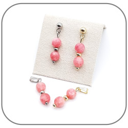 Parure Rhodochrosite Pierre naturelle facettes Acier au choix