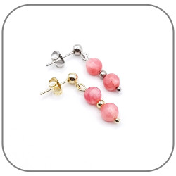 Parure Rhodochrosite Pierre naturelle facettes Acier au choix