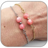 Bracelet Rhodochrosite Chaine Acier Pierre naturelle facettes