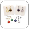 Boucles d'oreilles Pendantes Cabochon Pierre naturelle 8mm Acier argent