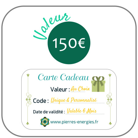 Carte Cadeau Virtuelle Pierres Energies Valeur 150€