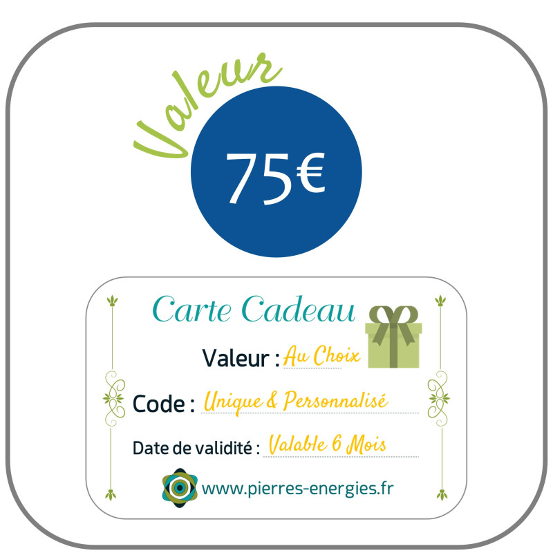 Carte Cadeau Virtuelle Pierres Energies Valeur 75€